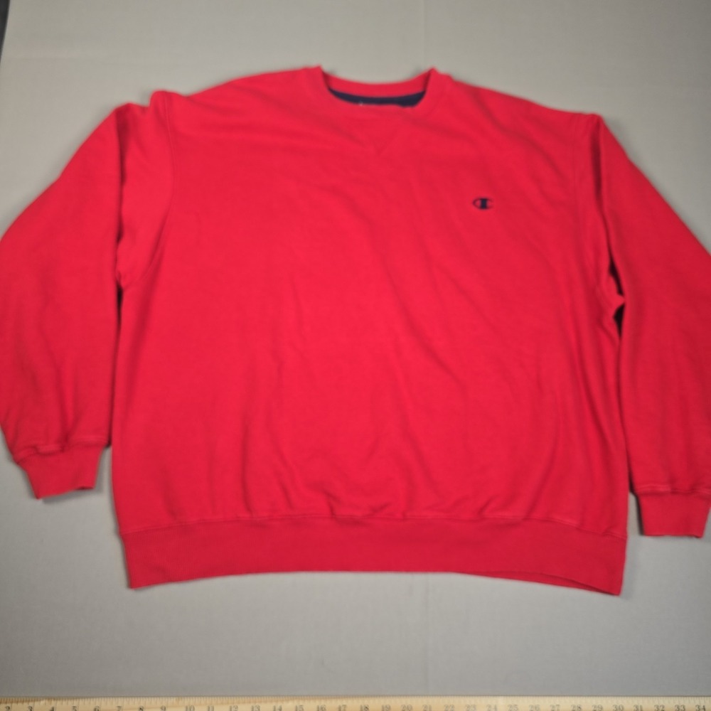 Vintage Champion Crewneck Sweatshirt XXL Red Embroidered C Logo Y2K 90s Fleece